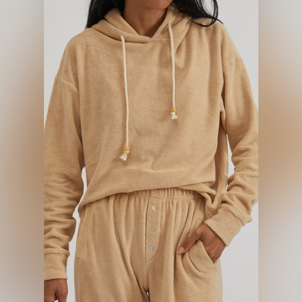 Donni Terry hem hoodie beige / tan size large